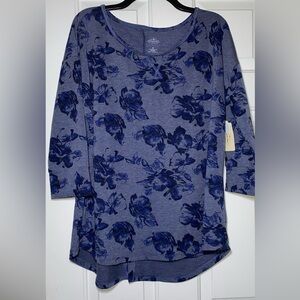 Women’s St. Jonhs Bay American Navy Long Sleeve Floral Shirt